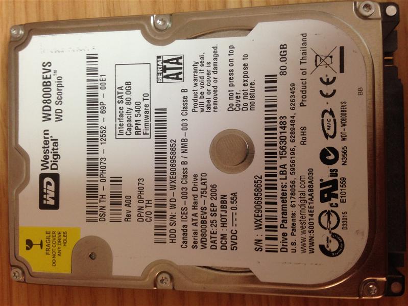 WD800BEVS-75LAT0 - 25-Sep-2006 - WD-WXE906958652 - photo-1