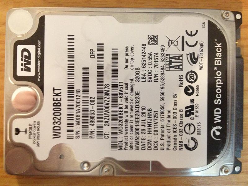 WD3200BEKT-60V5T1 - 28-Jul-2010 - WD-WX61A70C1218 - photo-1