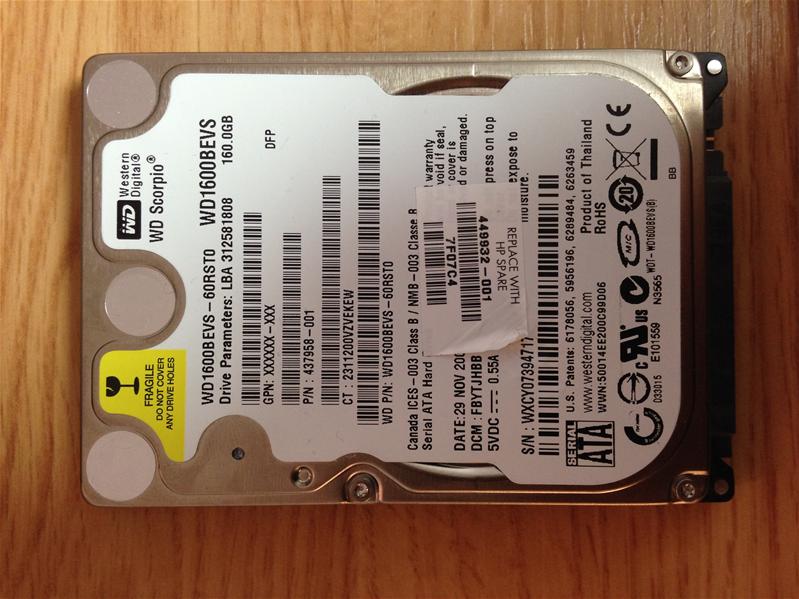WD1600BEVS-60RST0 - 29-Nov-2007 - WD-WXCY07394717 - photo-1