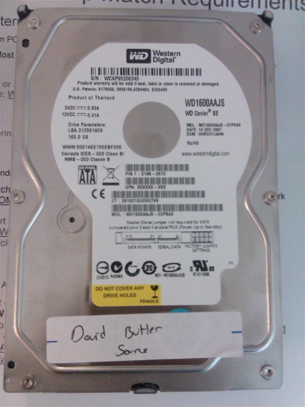 WD1600AAJS-22PSA0 - 10-Dec-2007 - WD-WCAP95206345 - photo-1
