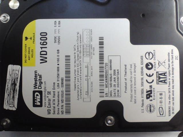 WD1600JS-00MHB0 - 28-Jan-2006 - WCANM2607720 - photo-1