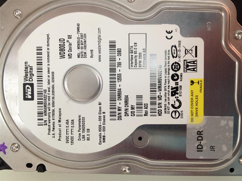 WD800JD-75MSA3 - 09-Sep-2007 - WD-WMAM9VA32149 - photo-1