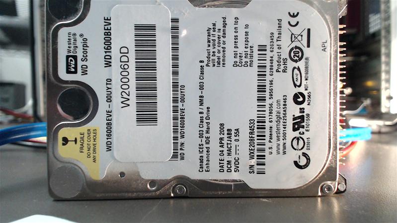 WD1600BEVE-00UYT0 - 04-Apr-2008 - WD-WXE208FR4533 - photo-1